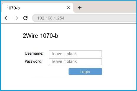 2Wire 1070-b router default login