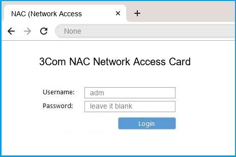 3Com NAC Network Access Card router default login