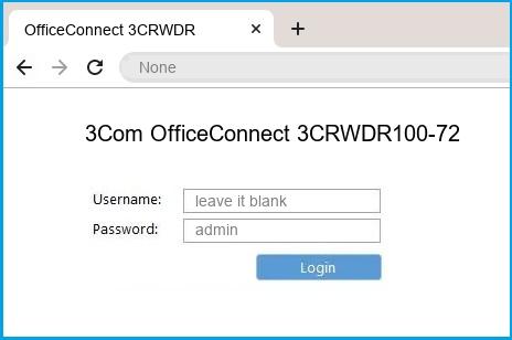 3Com OfficeConnect 3CRWDR100-72 router default login