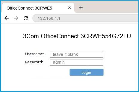 3Com OfficeConnect 3CRWE554G72TU router default login