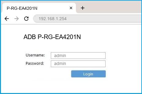 ADB P-RG-EA4201N router default login