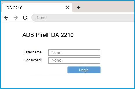ADB Pirelli DA 2210 router default login