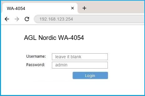 AGL Nordic WA-4054 router default login