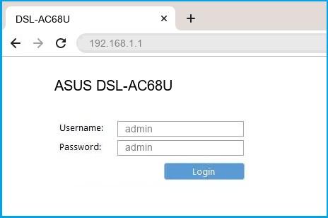 ASUS DSL-AC68U router default login