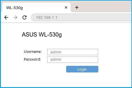 ASUS WL-530g router default login