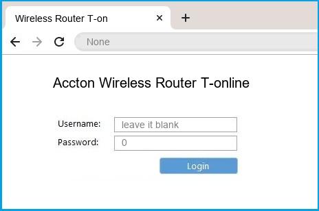 Accton Wireless Router T-online router default login