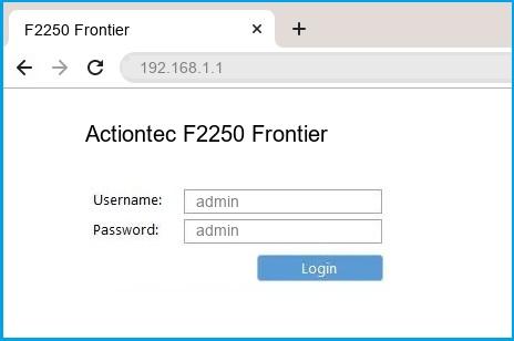 Actiontec F2250 Frontier router default login