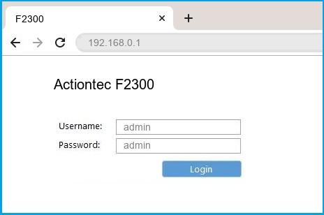 Actiontec F2300 router default login