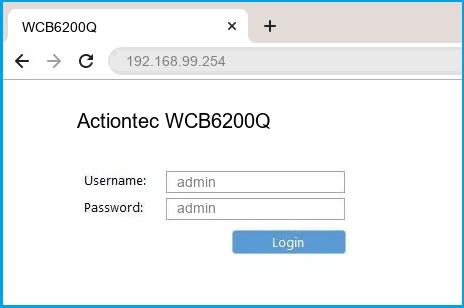 Actiontec WCB6200Q router default login