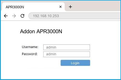 Addon APR3000N router default login