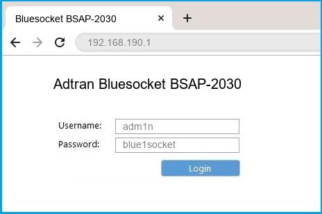 Adtran Bluesocket BSAP-2030 router default login