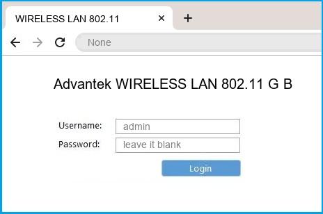 Advantek WIRELESS LAN 802.11 G B router default login