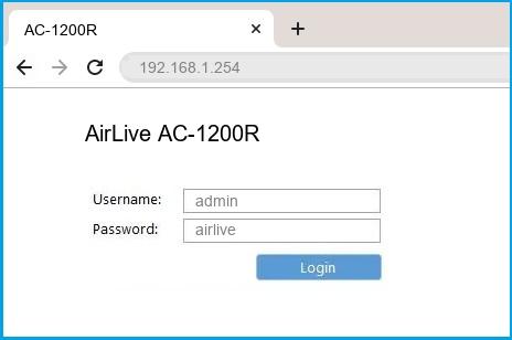 AirLive AC-1200R router default login