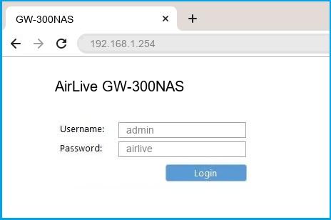 AirLive GW-300NAS router default login