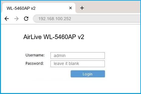 AirLive WL-5460AP v2 router default login
