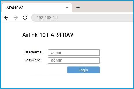 Airlink 101 AR410W router default login