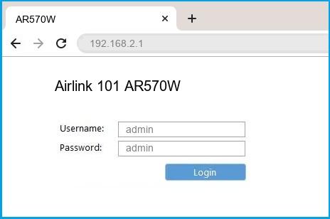 Airlink 101 AR570W router default login