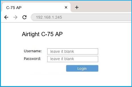 Airtight C-75 AP router default login