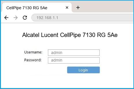 Alcatel Lucent CellPipe 7130 RG 5Ae.A2010 router default login