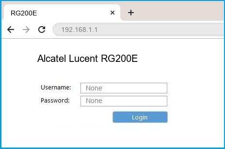 Alcatel Lucent RG200E router default login