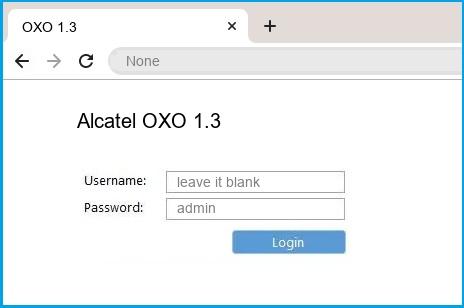 Alcatel OXO 1.3 router default login
