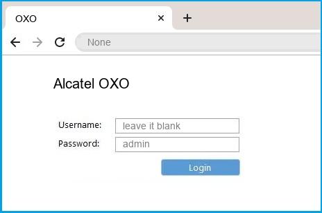 Alcatel OXO router default login