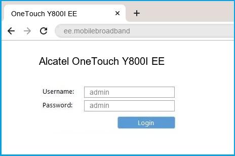 Alcatel OneTouch Y800I EE router default login