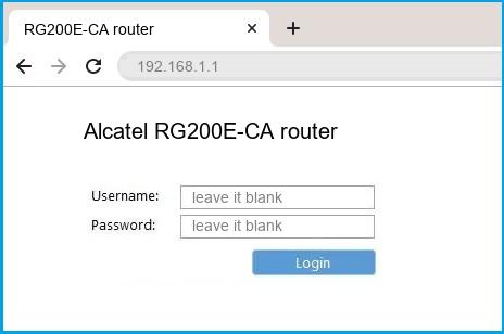 Alcatel RG200E-CA router router default login