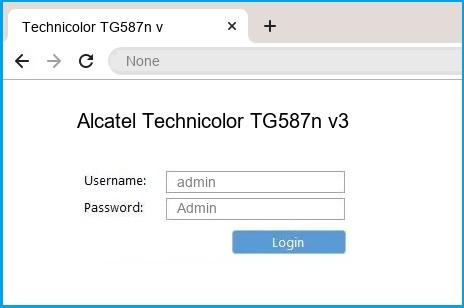 Alcatel Technicolor TG587n v3 router default login