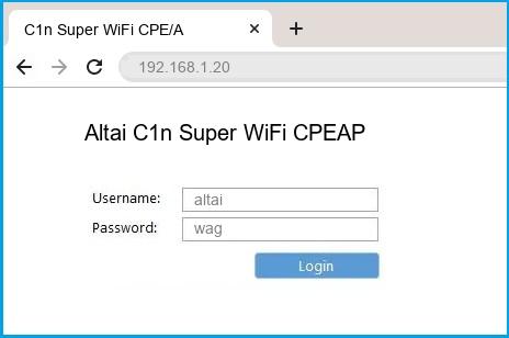 Altai C1n Super WiFi CPEAP router default login