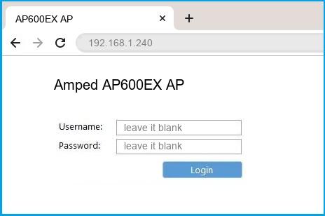Amped AP600EX AP router default login