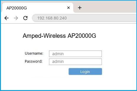 Amped-Wireless AP20000G router default login