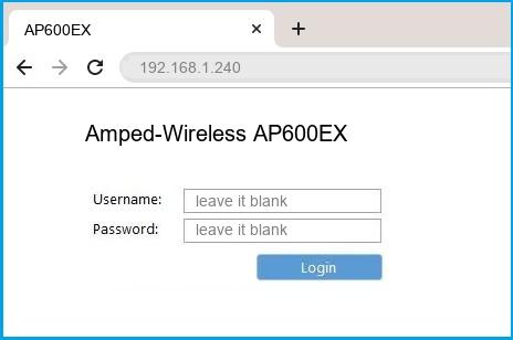 Amped-Wireless AP600EX router default login