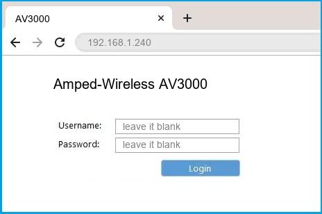 Amped-Wireless AV3000 router default login Amped-Wireless AV3000 router default login