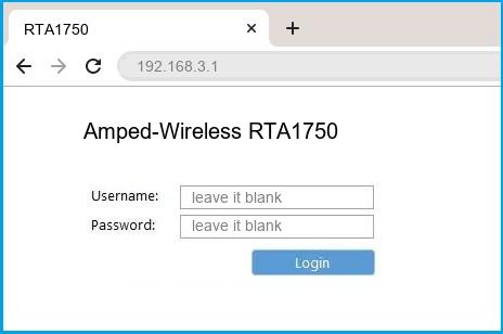 Amped-Wireless RTA1750 router default login