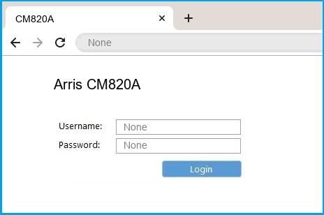 Arris CM820A router default login