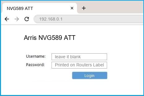 Arris NVG589 ATT router default login