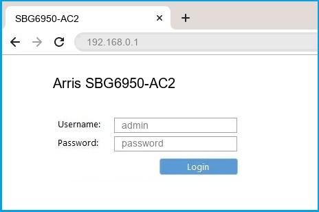 Arris SBG6950-AC2 router default login
