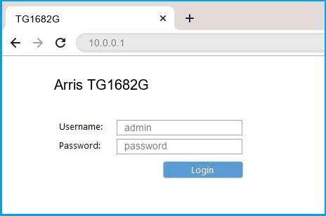 Arris TG1682G router default login