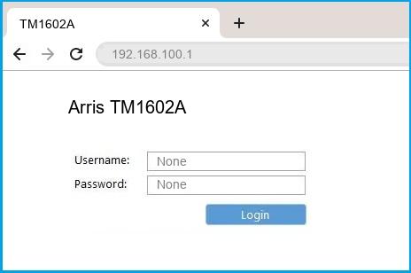 Arris TM1602A Router Login and Password