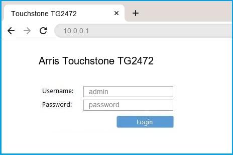Arris Touchstone TG2472 router default login