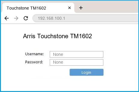 Arris Touchstone TM1602 router default login