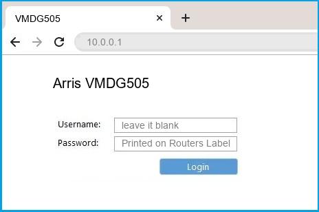 Arris VMDG505 router default login