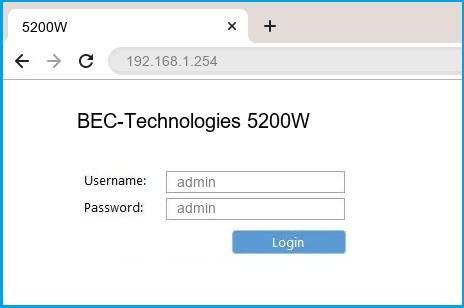 BEC Technologies 5200W router default login