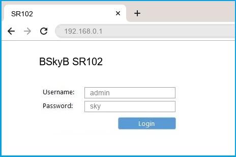 BSkyB SR102 router default login