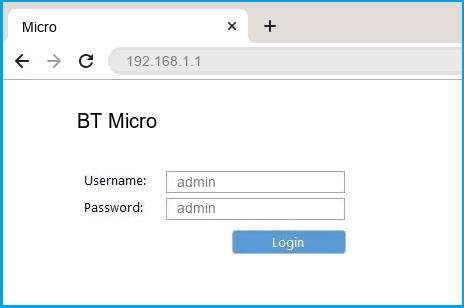 BT Micro router default login
