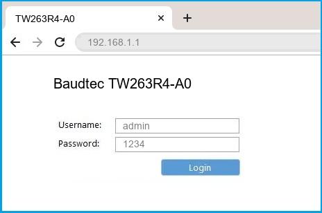 Baudtec TW263R4-A0 router default login