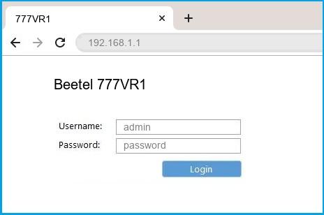 Beetel 777VR1 router default login