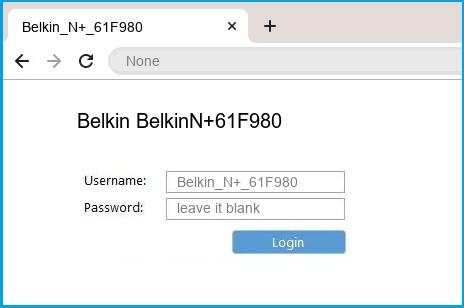 Belkin BelkinN+61F980 router default login
