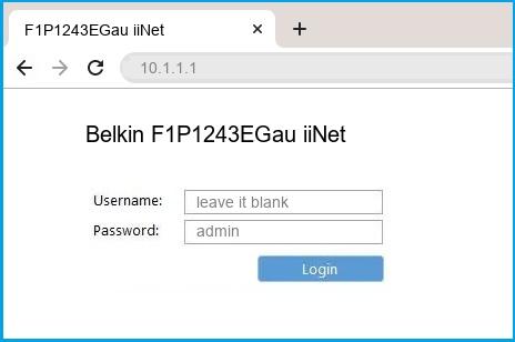 Belkin F1P1243EGau iiNet router default login